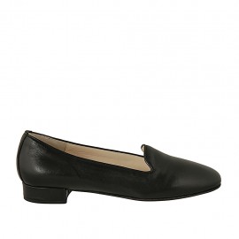 Mocassin pour femmes en cuir noir avec talon 2 - Pointures disponibles:  42, 44, 45