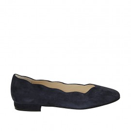 Ballerina da donna in camoscio blu tacco 1 - Misure disponibili: 33