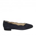 Ballerina da donna in camoscio blu tacco 1