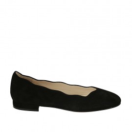 Ballerine pour femmes en daim noir talon 1 - Pointures disponibles:  33