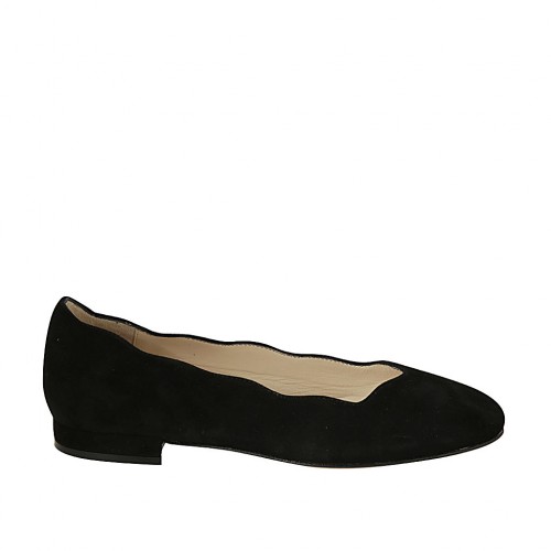 Woman's ballerina shoe in black suede heel 1 - Available sizes:  33