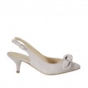 Slingback für Damen mit Schleife aus glyzingrauem Wildleder Absatz 5