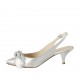 Woman's slingback pump with bow in laminated silver leather heel 5 - Available sizes:  33, 34, 42, 44