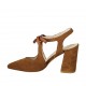 Spitzer Slingback für Damen mit Schnüren aus tabakfarbenem Wildleder Absatz 8 - Verfügbare Größen:  33, 34, 42, 43
