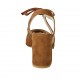 Zapato destalonado a punta para mujer con cordones en gamuza color tabaco tacon 8 - Tallas disponibles:  33, 34, 42, 43