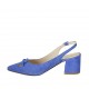 Slingback für Damen mit Schleife aus kornblumenblauem Wildleder Absatz 5 - Verfügbare Größen:  32, 33, 42, 43, 45