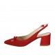 Slingback für Damen mit Schleife aus rotem Wildleder Absatz 5 - Verfügbare Größen:  32, 33, 42, 43, 44, 45