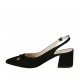 Slingback für Damen mit Schleife aus schwarzem Wildleder Absatz 5 - Verfügbare Größen:  32, 33, 42, 45