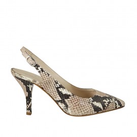 Slingback für Damen aus buntem gedrucktem Leder Absatz 8 - Verfügbare Größen:  42, 43, 44