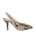 Slingback für Damen aus buntem gedrucktem Leder Absatz 8