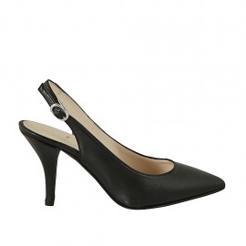 Slingback für Damen aus schwarzem Leder Absatz 8 - Verfügbare Größen:  32, 34, 42, 43, 44