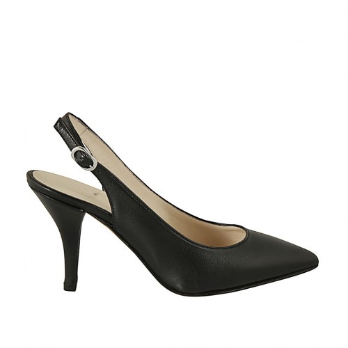 Chanel da donna in pelle nera tacco 8 - Misure disponibili: 32, 34, 42, 43, 44