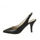 Woman's slingback pump in black leather heel 8 - Available sizes:  32, 34, 42, 43, 44