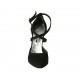 Zapato abierto para mujer con cinturon cruzado en gamuza negra tacon 11 - Tallas disponibles:  32, 42, 43, 46, 47