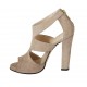 Chaussure ouverte pour femmes avec fermeture eclair et plateau en daim taupe talon 11 - Pointures disponibles:  32, 33, 34, 42