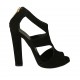 Chaussure ouverte pour femmes avec fermeture eclair et plateau en daim noir talon 11 - Pointures disponibles:  33, 34, 42