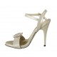 Sandalo da donna con plateau, fibbia, strass e cinturino in camoscio lavorato platino tacco 10 - Misure disponibili: 32, 33, 34, 42, 43, 44, 45, 46, 47