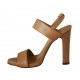Sandale avec plateforme pour femmes en cuir brun clair talon 10 - Pointures disponibles:  42