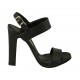 Sandalo da donna con plateau in pelle nera tacco 10 - Misure disponibili: 33, 34, 42, 43, 44, 45