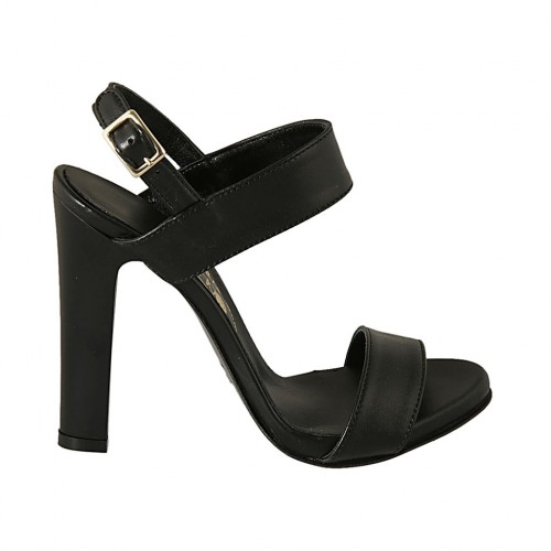 Sandalo da donna con plateau in pelle nera tacco 10 - Misure disponibili: 33, 34, 42, 43, 44, 45