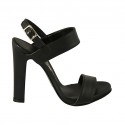 Woman's platform sandal in black leather heel 10