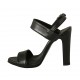 Sandalo da donna con plateau in pelle nera tacco 10 - Misure disponibili: 33, 34, 42, 43, 44, 45