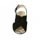 Woman's sandal in black suede and printed leather heel 5 - Available sizes:  32, 33, 42, 43, 44, 45