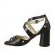 Chaussure ouvert pour femmes en cuir noir avec courroie croisé et goujons talon 7 - Pointures disponibles:  32, 33, 34, 42, 43, 45