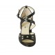 Chaussure ouvert pour femmes en cuir noir avec courroie croisé et goujons talon 7 - Pointures disponibles:  32, 33, 34, 42, 43, 45