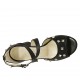 Scarpa aperta da donna con cinturino incrociato e borchie in pelle nera tacco 7 - Misure disponibili: 32, 33, 34, 42, 43, 45