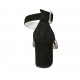 Scarpa aperta da donna con cinturino alla caviglia in camoscio nero e pelle bianca stampata floreale tacco 7 - Misure disponibili: 32, 33, 34, 42, 43, 44, 45
