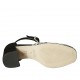 Scarpa aperta da donna con cinturino alla caviglia in camoscio nero e pelle bianca stampata floreale tacco 7 - Misure disponibili: 32, 33, 34, 42, 43, 44, 45