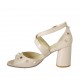 Scarpa aperta da donna con cinturino incrociato e borchie in pelle nude tacco 7 - Misure disponibili: 33, 34, 42, 43, 45