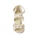 Scarpa aperta da donna con cinturino incrociato e borchie in pelle nude tacco 7 - Misure disponibili: 32, 33, 34, 42, 43, 44, 45