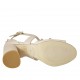 Scarpa aperta da donna con cinturino incrociato e borchie in pelle nude tacco 7 - Misure disponibili: 32, 33, 34, 42, 43, 44, 45