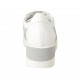 Chaussure à lacets en cuir blanc et lamé argent et tissu perforé talon compensé 5 - Pointures disponibles:  42, 43, 44