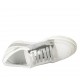 Zapato con cordones para mujer en piel blanca y laminada plateada y tejido perforado cuña 5 - Tallas disponibles:  42, 43, 44