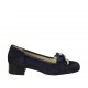 Mocasino para mujer en gamuza azul con moño tacon 3 - Tallas disponibles:  33, 34, 45