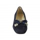 Mocasino para mujer en gamuza azul con moño tacon 3 - Tallas disponibles:  33, 34, 45