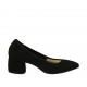 Zapato de salon a punta para mujer en gamuza negra tacon cuadrado 5 - Tallas disponibles:  32, 33, 34, 43, 44, 45