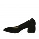 Zapato de salon a punta para mujer en gamuza negra tacon cuadrado 5 - Tallas disponibles:  32, 33, 34, 43, 44, 45