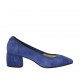 Zapato de salon a punta para mujer en gamuza azul aciano tacon 5 - Tallas disponibles:  33, 34, 43, 45