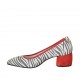 Decolté a punta da donna in camoscio rosso e a righe glitterate bianche e nere tacco 5 - Misure disponibili: 32, 33, 34, 42, 43