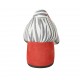 Woman's pointy pump in red and black and white striped glittered suede heel 5 - Available sizes:  32, 33, 34, 42, 43