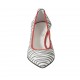 Decolté a punta da donna in camoscio rosso e a righe glitterate bianche e nere tacco 5 - Misure disponibili: 32, 33, 34, 42, 43