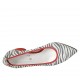 Woman's pointy pump in red and black and white striped glittered suede heel 5 - Available sizes:  32, 33, 34, 42, 43