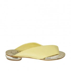 Mule ouvert pour femmes en cuir jaune et lamé platine talon 1 - Pointures disponibles:  42