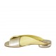 Sabot aperto da donna in pelle gialla e laminata platino tacco 1 - Misure disponibili: 42, 43, 44