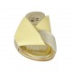 Sabot aperto da donna in pelle gialla e laminata platino tacco 1 - Misure disponibili: 42, 43, 44