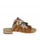 Sabot aperto da donna in raso multicolore e camoscio color tabacco tacco 2 - Misure disponibili: 43, 44, 45